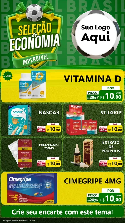 Modelo de TV para TV Vertical com o tema Seleção de Economia - Copa para Farmácia