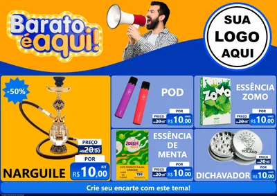 Modelo de Encarte para Encarte A4 Horizontal com o tema Barato é aqui para Tabacaria