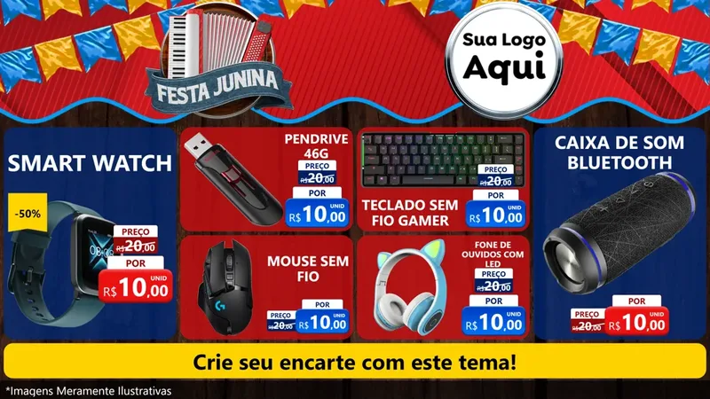 Modelo de TV para TV Horizontal com o tema Festa Junina para Informática
