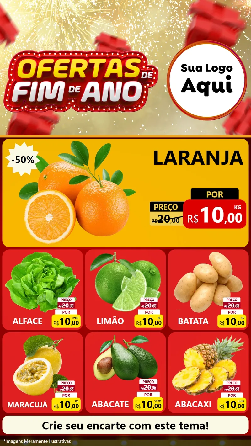 Modelo de Rede Social para Stories com o tema Ofertas de Fim de Ano para Hortifrúti