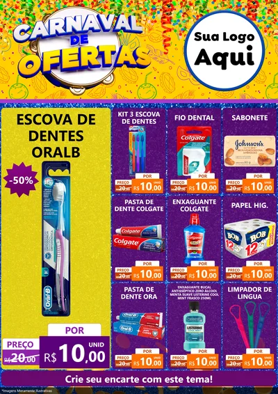 Modelo de Encarte para Encarte A4 Vertical com o tema Carnaval de Ofertas para Higiene Pessoal
