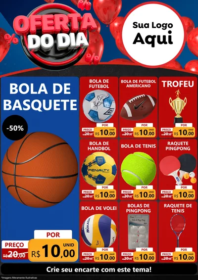 Modelo de Encarte para Encarte A4 Vertical com o tema Oferta do Dia para Artigos Esportivos