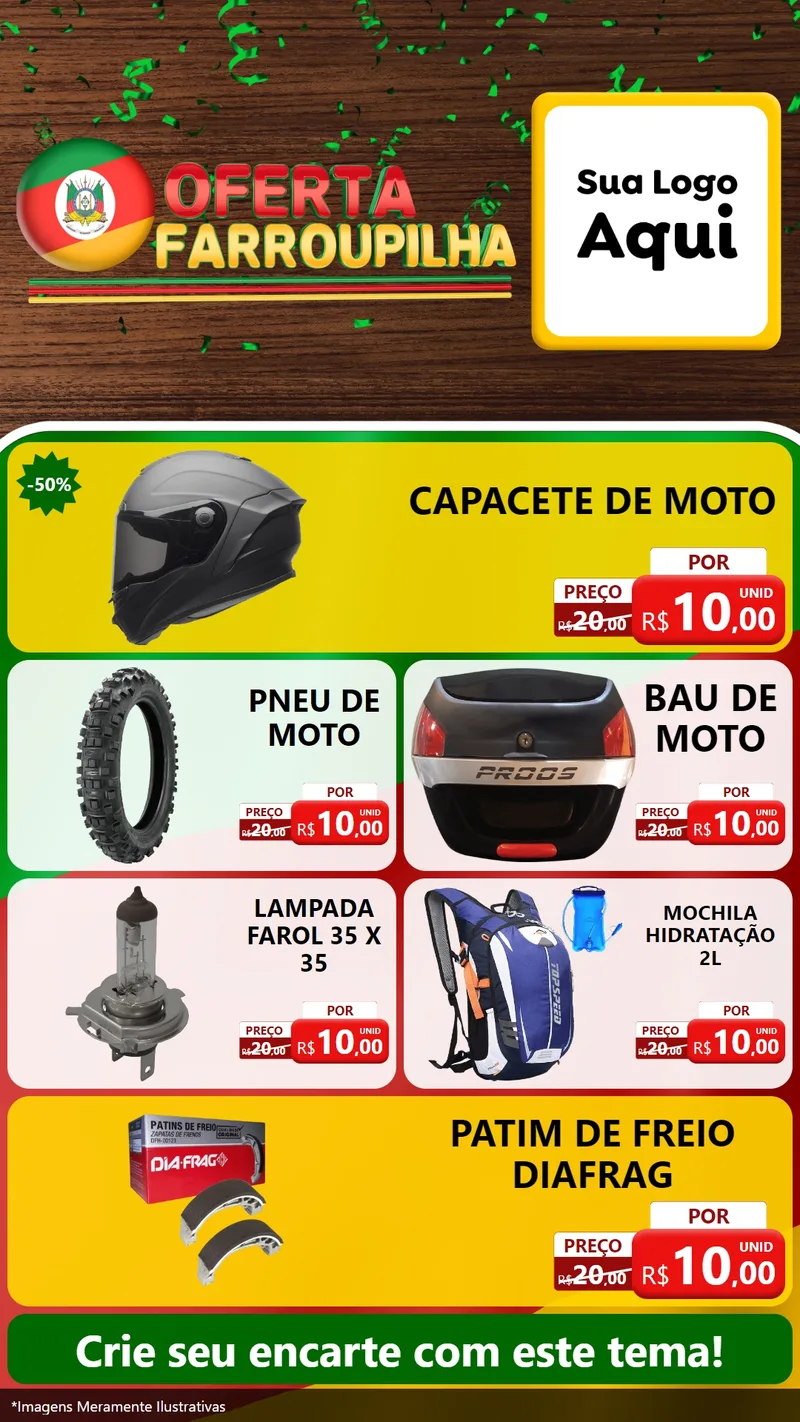 Modelo de TV para TV Vertical com o tema Oferta Farroupilha para Moto peças