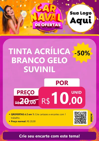 Modelo de Cartaz para Cartaz A4 Vertical com o tema Carnaval de Ofertas para Tintas e Ferramentas