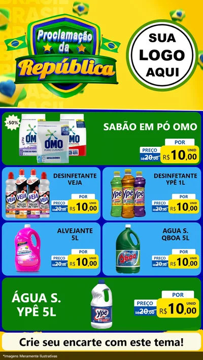 Modelo de TV para TV Vertical com o tema Proclamação da República para Produtos de Limpeza