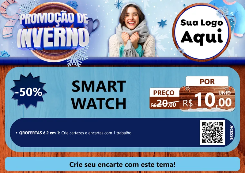 Modelo de Cartaz para Cartaz A4 Horizontal com o tema Promoção de Inverno para Informática
