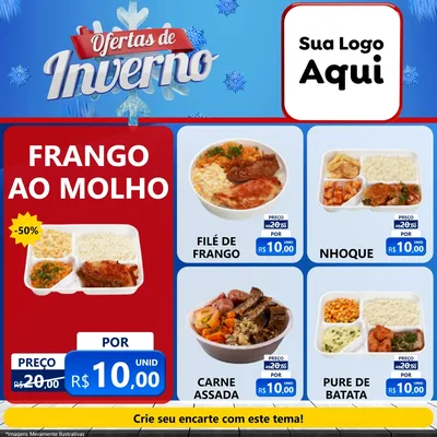 Modelo de Rede Social para Feed Facebook com o tema Ofertas de Inverno para Restaurante