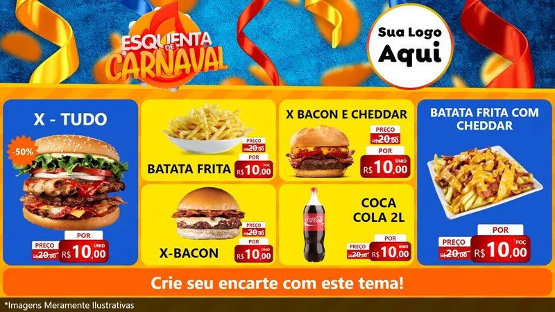 Modelo de TV para TV Horizontal com o tema Esquenta de Carnaval para Hamburgueria