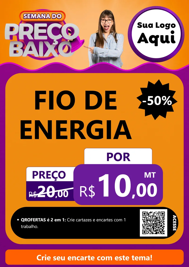 Modelo de Cartaz para Cartaz A4 Vertical com o tema Semana do Preço Baixo para Materiais Elétricos