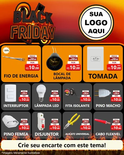 Modelo de Rede Social para Feed Instagram com o tema Black Friday para Materiais Elétricos