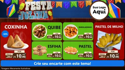 Modelo de TV para TV Horizontal com o tema Festa Julina para Salgadaria