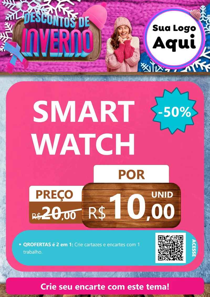 Modelo de Cartaz para Cartaz A4 Vertical com o tema Descontos de Inverno para Informática