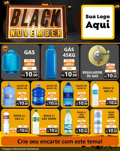 Modelo de Rede Social para Feed Instagram com o tema Black November para Água e gás
