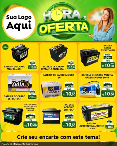 Modelo de Rede Social para Feed Instagram com o tema Hora da Oferta para Baterias Elétricas