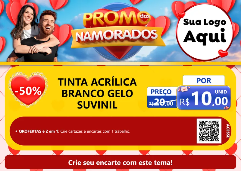 Modelo de Cartaz para Cartaz A4 Horizontal com o tema Promo dos Namorados para Tintas e Ferramentas