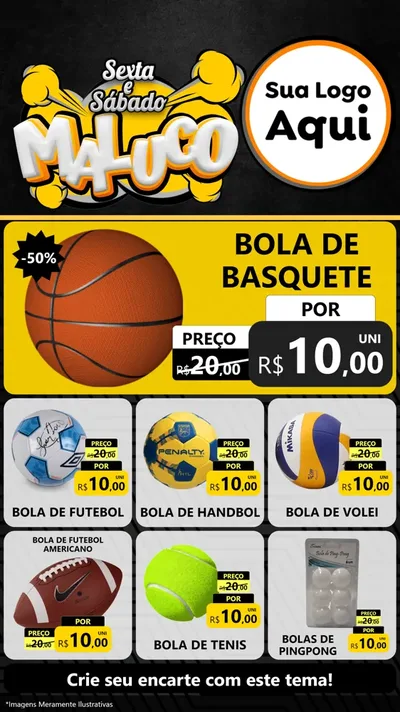 Modelo de Rede Social para Stories com o tema Sexta e Sábado Maluco para Artigos Esportivos