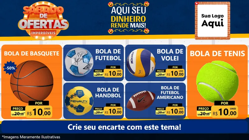 Modelo de TV para TV Horizontal com o tema Sábado de Ofertas Imperdíveis para Artigos Esportivos