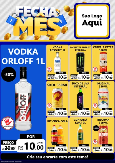 Modelo de Encarte para Encarte A4 Vertical com o tema Fecha Mês para Distribuidora de bebidas