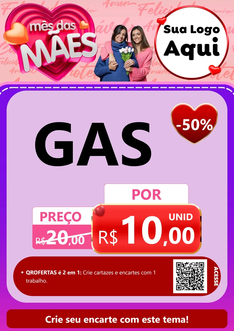 Modelo de Cartaz para Cartaz A4 Vertical com o tema Mês Das Mães para Água e gás