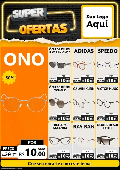 Modelo de Encarte para Encarte A4 Vertical com o tema Super Ofertas para Óticas