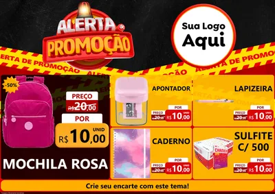 Modelo de Encarte para Encarte A4 Horizontal com o tema Alerta de Promoção para Papelaria