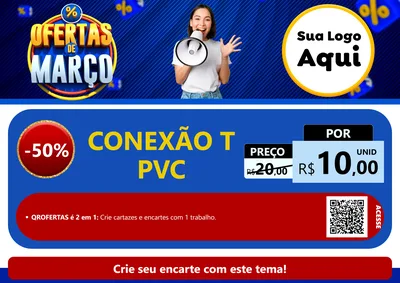 Modelo de Cartaz para Cartaz A4 Horizontal com o tema Ofertas de Março para Tubos e conexões