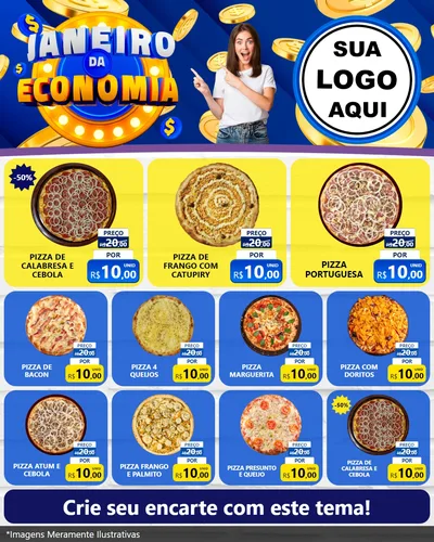 Modelo de Rede Social para Feed Instagram com o tema Janeiro da Economia para Pizzaria