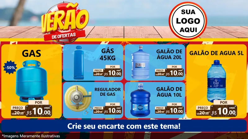 Modelo de TV para TV Horizontal com o tema Verão de Ofertas para Água e gás