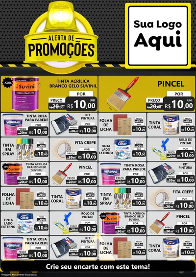 Modelo de Encarte para Encarte A4 Vertical com o tema Alerta de Promoções para Tintas e Ferramentas