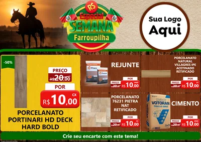 Modelo de Encarte para Encarte A4 Horizontal com o tema Especial Semana Farroupilha para Pisos e revestimentos