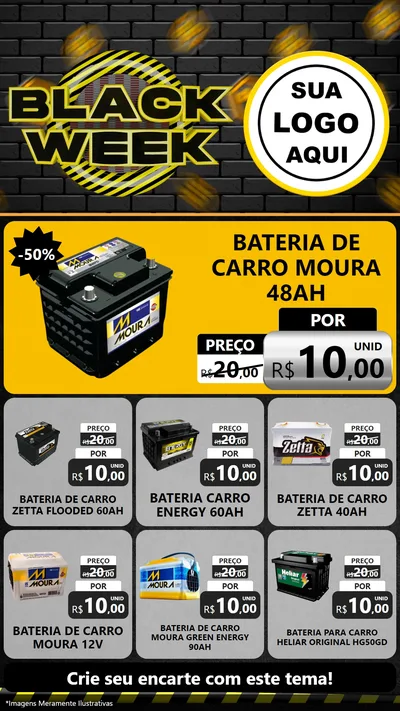 Modelo de Rede Social para Stories com o tema Black Week para Baterias Elétricas
