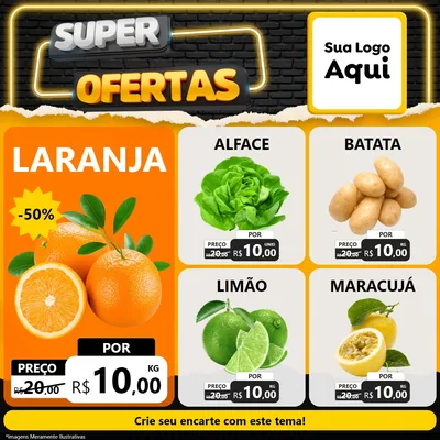 Modelo de Rede Social para Feed Facebook com o tema Super Ofertas para Hortifrúti