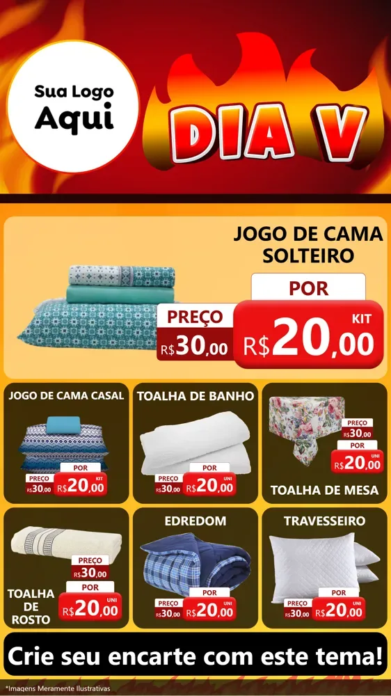 Modelo de Rede Social para Stories com o tema Dia V para Cama, Mesa e Banho