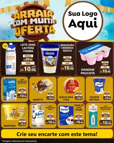 Modelo de Rede Social para Feed Instagram com o tema Ofertas de São João - Junina para Frios e Laticínios