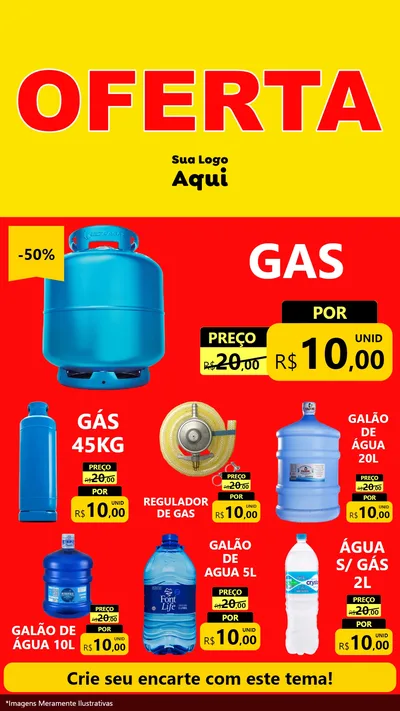 Modelo de Rede Social para Stories com o tema OFERTA - Vermelho Cartaz para Água e gás