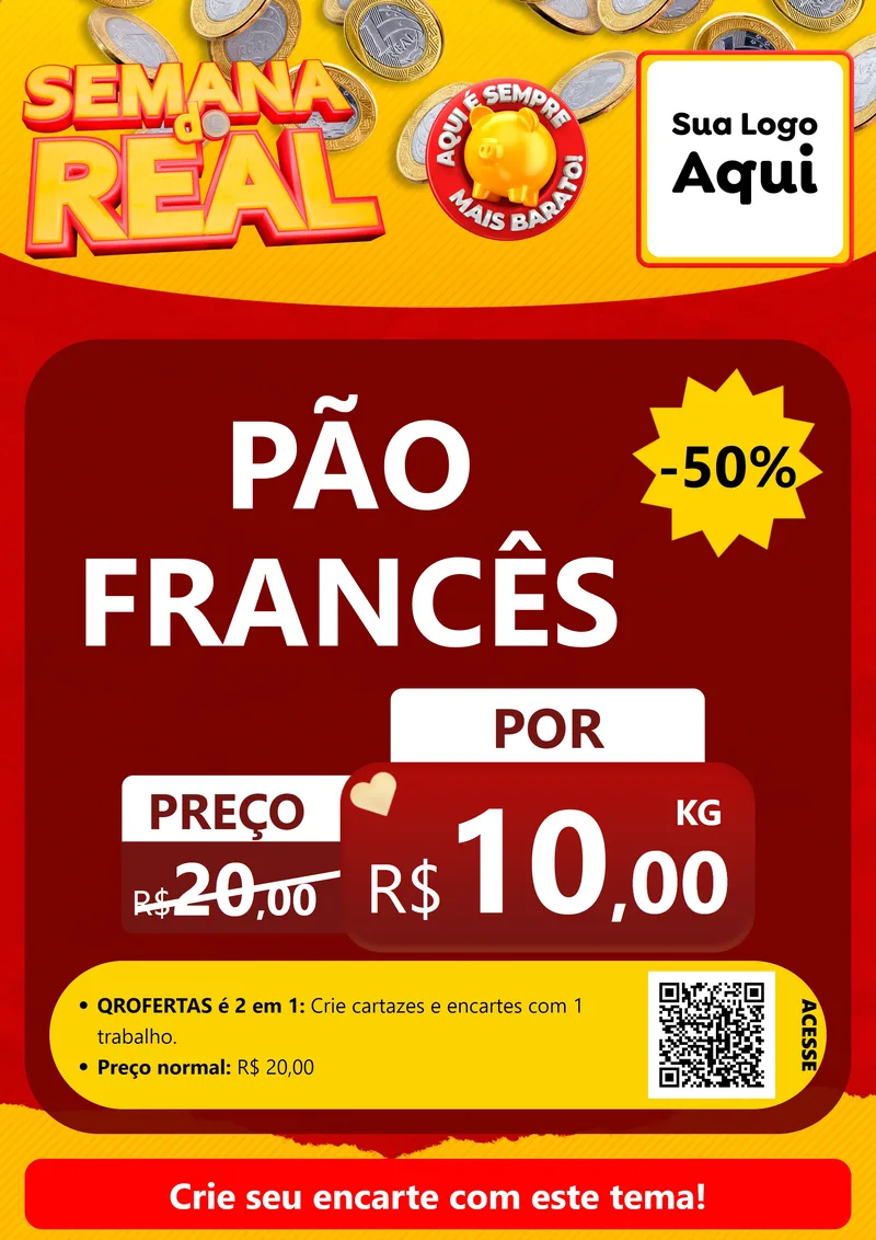 Modelo de Cartaz para Cartaz A4 Vertical com o tema Semana do Real para Padaria