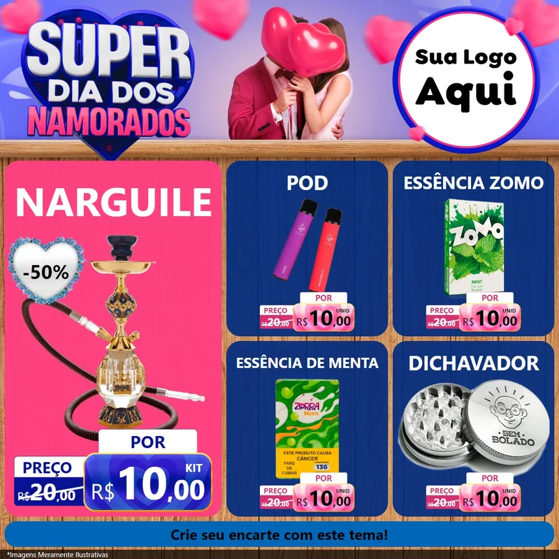 Modelo de Rede Social para Feed Facebook com o tema Super Dia dos Namorados para Tabacaria