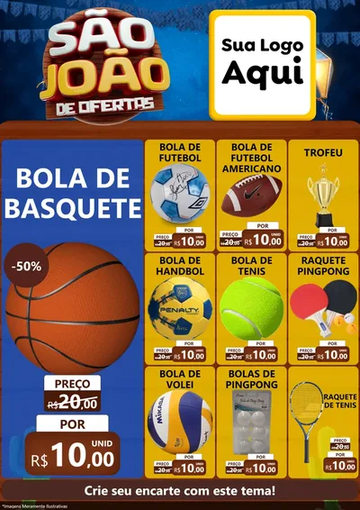 Modelo de Encarte para Encarte A4 Vertical com o tema São João Ofertas Imbatíveis! - Junina para Artigos Esportivos