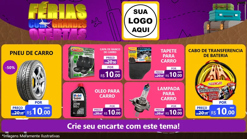 Modelo de TV para TV Horizontal com o tema Férias com Grandes Ofertas para Auto peças