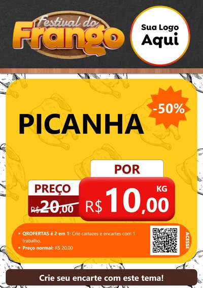 Modelo de Cartaz para Cartaz A4 Vertical com o tema Festival do Frango para Açougue