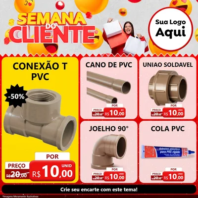 Modelo de Rede Social para Feed Facebook com o tema Semana do Cliente para Tubos e conexões