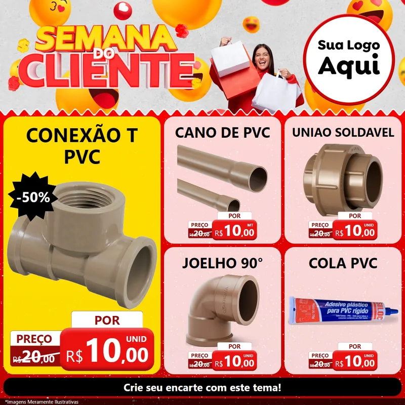 Modelo de Rede Social para Feed Facebook com o tema Semana do Cliente para Tubos e conexões