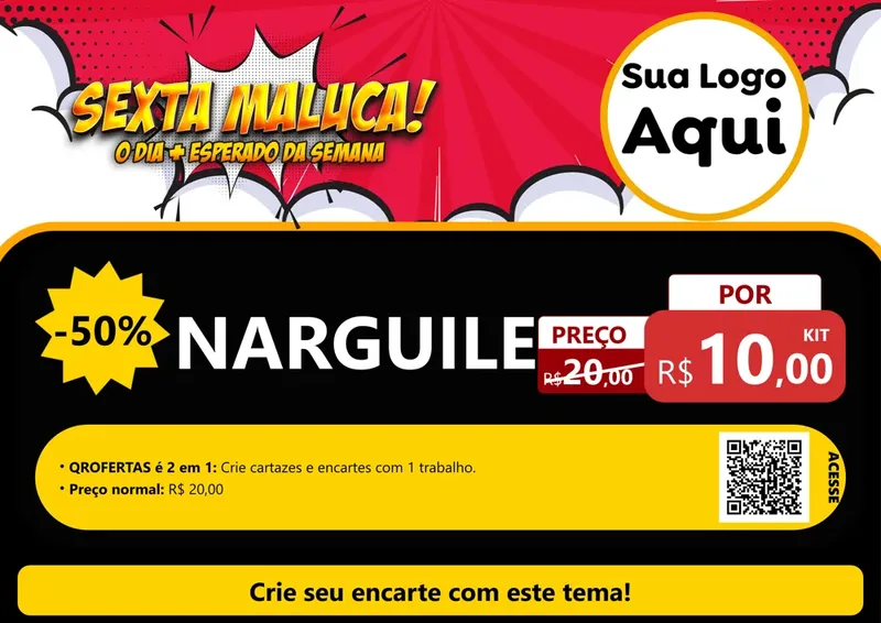 Modelo de Cartaz para Cartaz A4 Horizontal com o tema Sexta Maluca! para Tabacaria