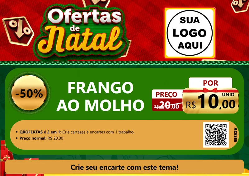 Modelo de Cartaz para Cartaz A4 Horizontal com o tema Ofertas de Natal para Restaurante