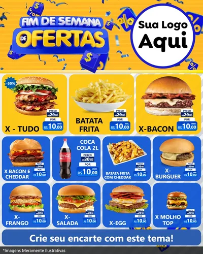 Modelo de Rede Social para Feed Instagram com o tema Fim de Semana de Ofertas para Hamburgueria