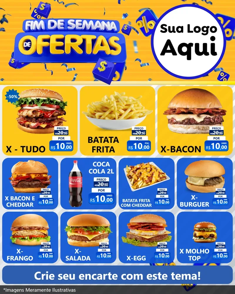 Modelo de Rede Social para Feed Instagram com o tema Fim de Semana de Ofertas para Hamburgueria