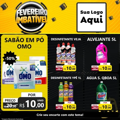 Modelo de Rede Social para Feed Facebook com o tema Fevereiro Imbatível para Produtos de Limpeza
