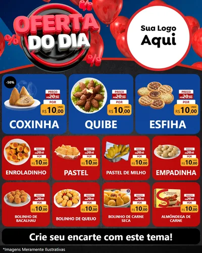Modelo de Rede Social para Feed Instagram com o tema Oferta do Dia para Salgadaria