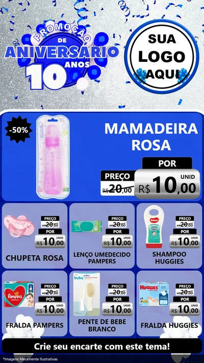 Modelo de Rede Social para Stories com o tema Promoção de Aniversário - 10 Anos para Bebês