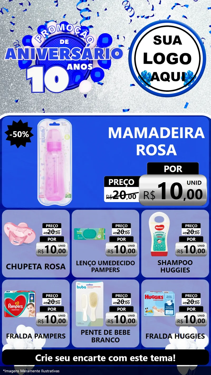 Modelo de Rede Social para Stories com o tema Promoção de Aniversário - 10 Anos para Bebês